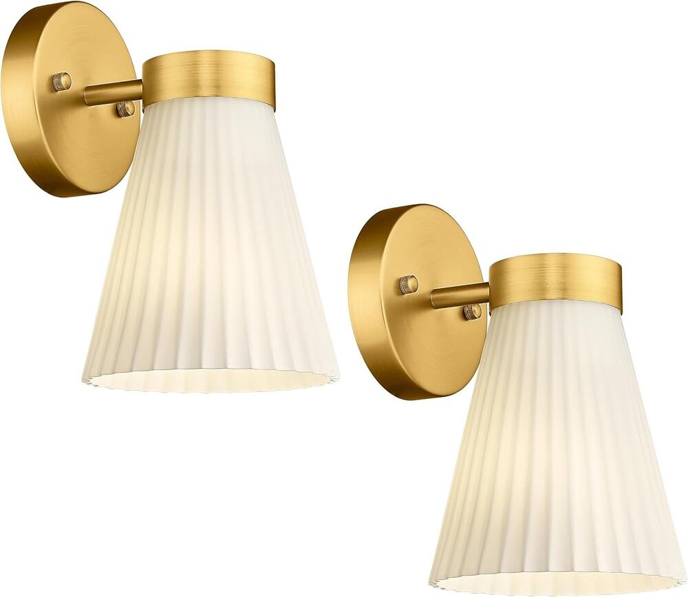 Set of 2 Gold Wall Sconces Modern Bathroom Vanity Light Fixtures